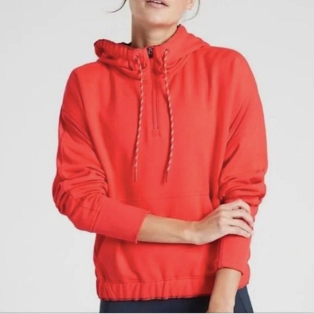 Athleta Passionfruit Coral Crop Ascend Warm Up Hoodie XS
